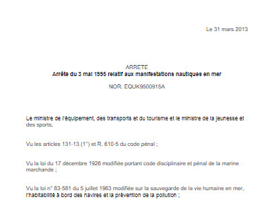 Arrêté du 3 mai 1995 version initiale