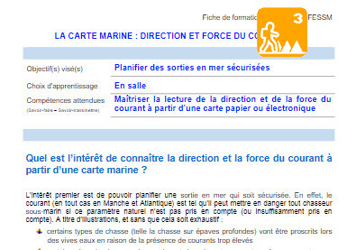 Carte marine Direction et force du courant