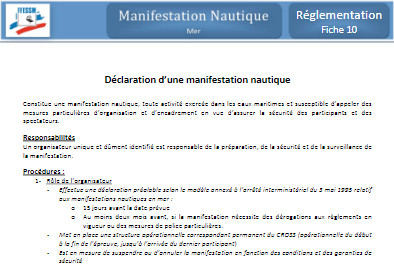 Fiche  Manifestation Nautique Mer