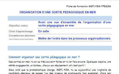 Vue d ensemble de l organisation d une sortie en mer